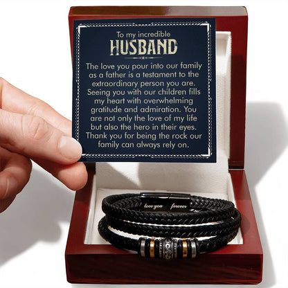 To My Husband - Love You Forever Bracelet - You Are My Rock Gift