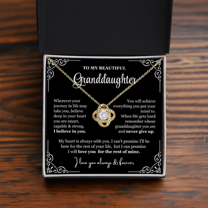 To My Granddaughter - Love Knot Necklace - Love You For The Rest Of Mine Gift Box