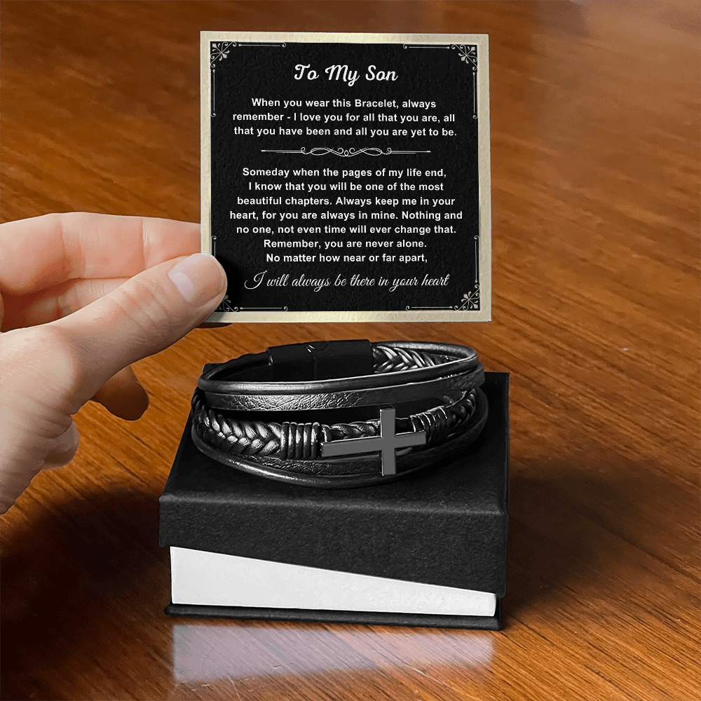 To My Son - Cross Bracelet - Love You for All You Are Message Card Gift