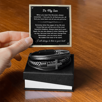 To My Son - Cross Bracelet - Love You for All You Are Message Card Gift