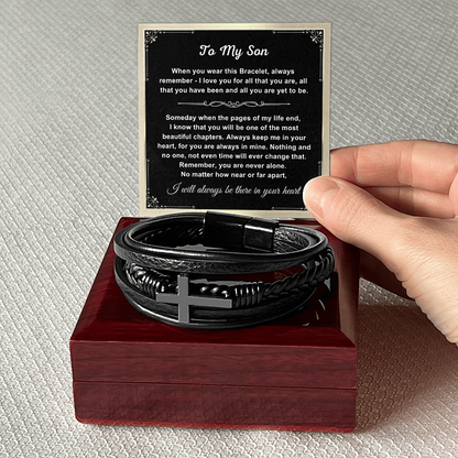 To My Son - Cross Bracelet - Love You for All You Are Message Card Gift