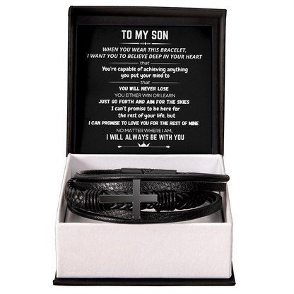 To My Son - Cross Bracelet - Always With You Message Card Gift