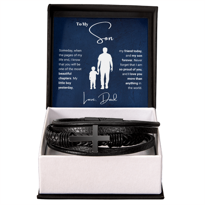 To My Son - Cross Bracelet - I Am So Proud of You Message Card Gift