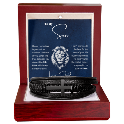 To My Son from Dad - Cross Bracelet - Proud Father Message Card Gift