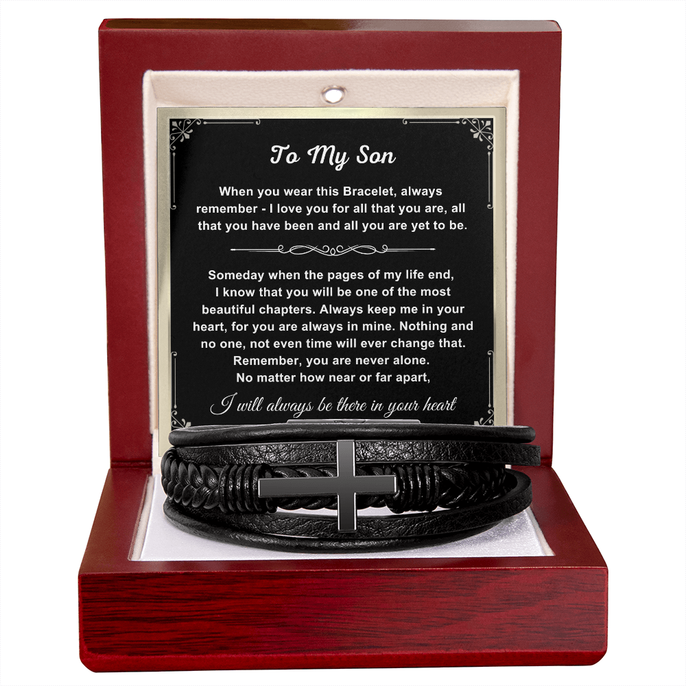 To My Son - Cross Bracelet - Love You for All You Are Message Card Gift