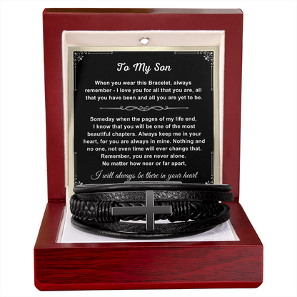 To My Son - Cross Bracelet - Love You for All You Are Message Card Gift