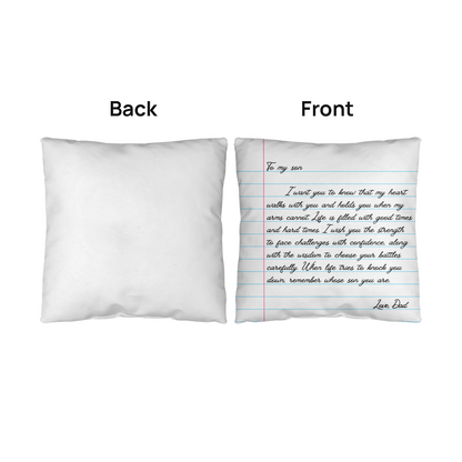 To My Son from Dad - Heartfelt Message Letter Pillow - My Heart Will Walk with You Gift