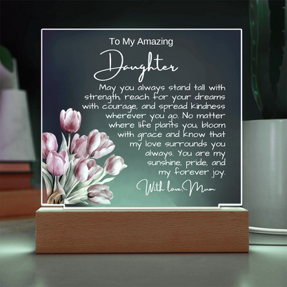 To My Daughter from Mum - Acrylic Plaque Nightlight LED Lamp Message gift