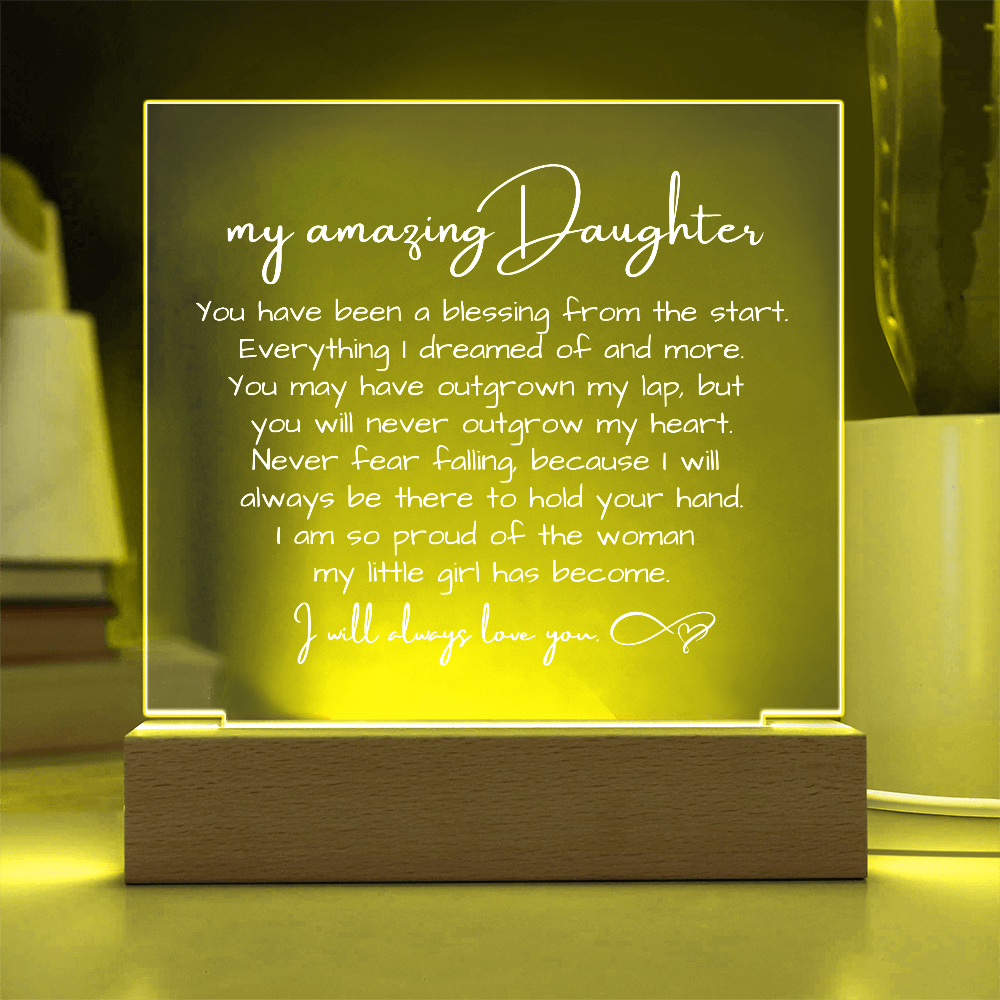 To My Daughter - Acrylic Plaque Nightlight LED Lamp Heartfelt Message gift