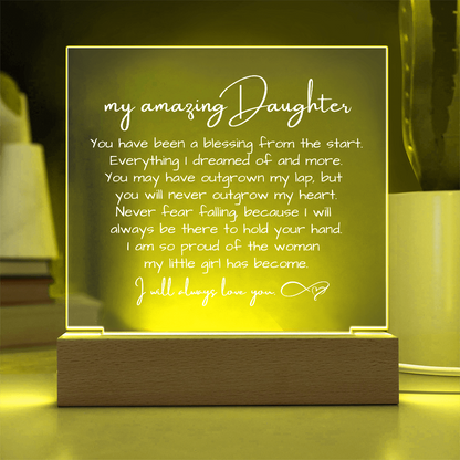 To My Daughter - Acrylic Plaque Nightlight LED Lamp Heartfelt Message gift