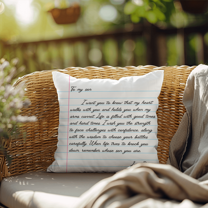 To My Son from Dad - Heartfelt Message Letter Pillow - My Heart Will Walk with You Gift