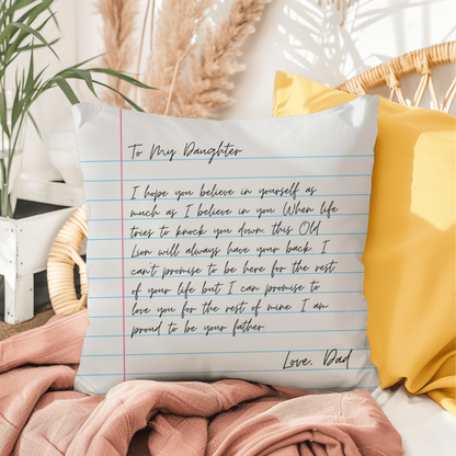 To My Daughter from Dad - Heartfelt Message Letter Pillow - Always Have Your Back Gift