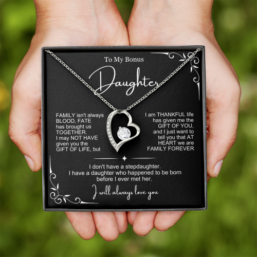 We Are Family At Heart - Necklace Gift for Bonus Daughter