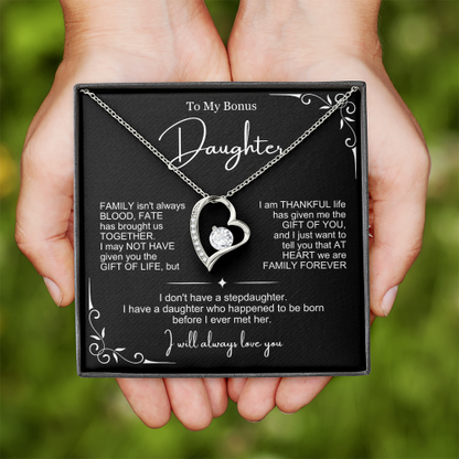 We Are Family At Heart - Necklace Gift for Bonus Daughter