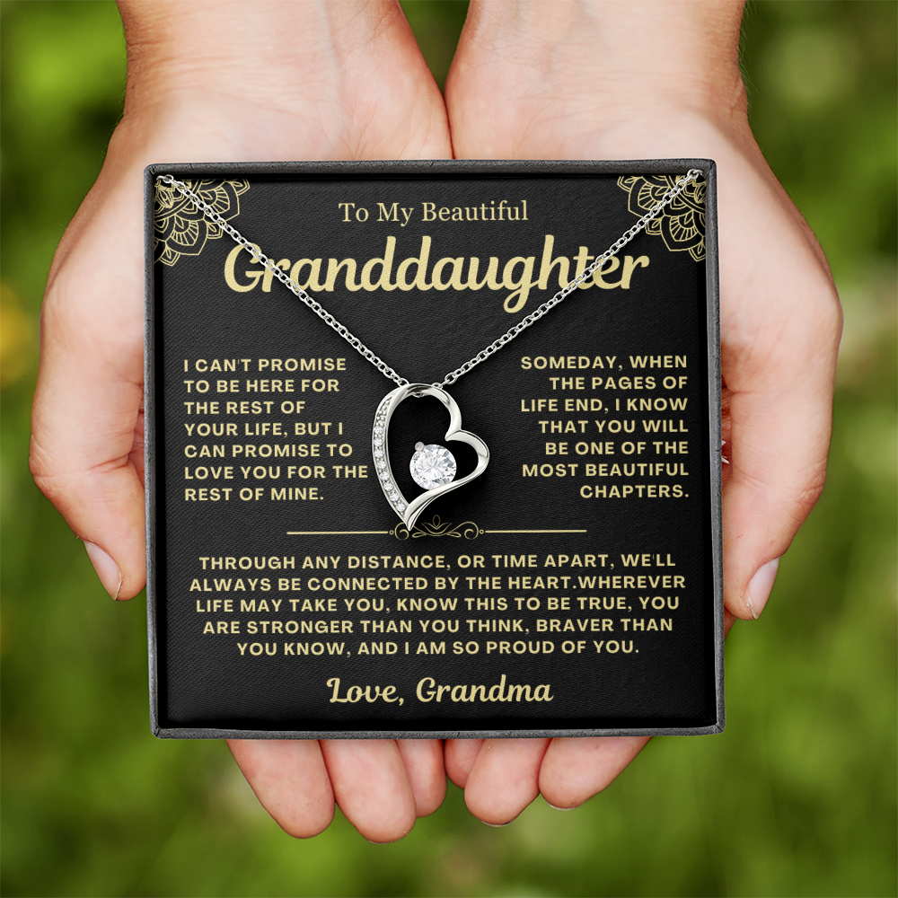 To My Granddaughter Necklace - Love Heart Necklace - I Am So Proud Of You Message Card Jewelry Gift