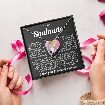 To My Soulmate - Love Heart Necklace - Love You Always Message Card Gift