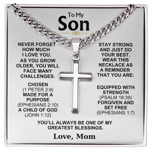 You Are One Of My Greatest Blessings - Cross Necklace Gift for Son