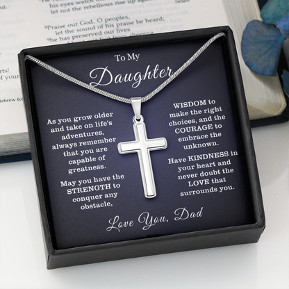 To My Daughter - Cross Necklace - You Are Capable of Greatness Message Card Gift
