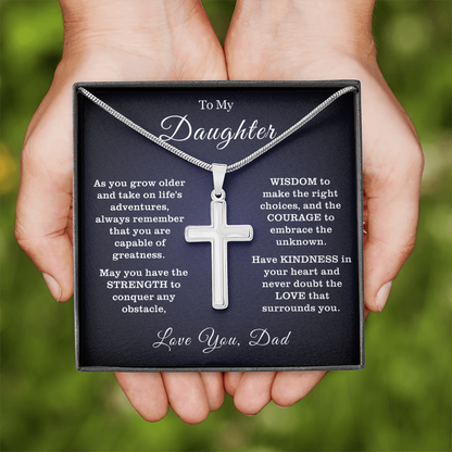 To My Daughter - Cross Necklace - You Are Capable of Greatness Message Card Gift