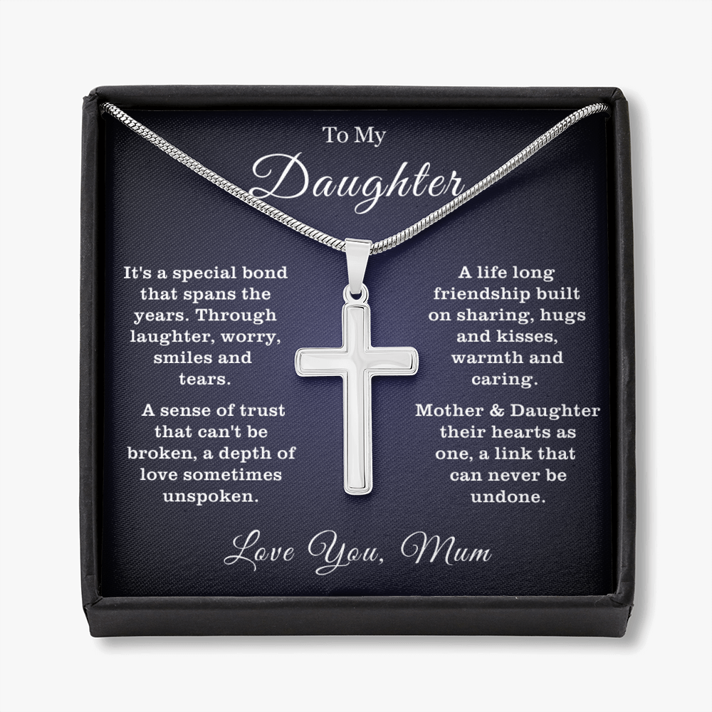To My Daughter - Cross Necklace - Linked Forever Message Card Gift