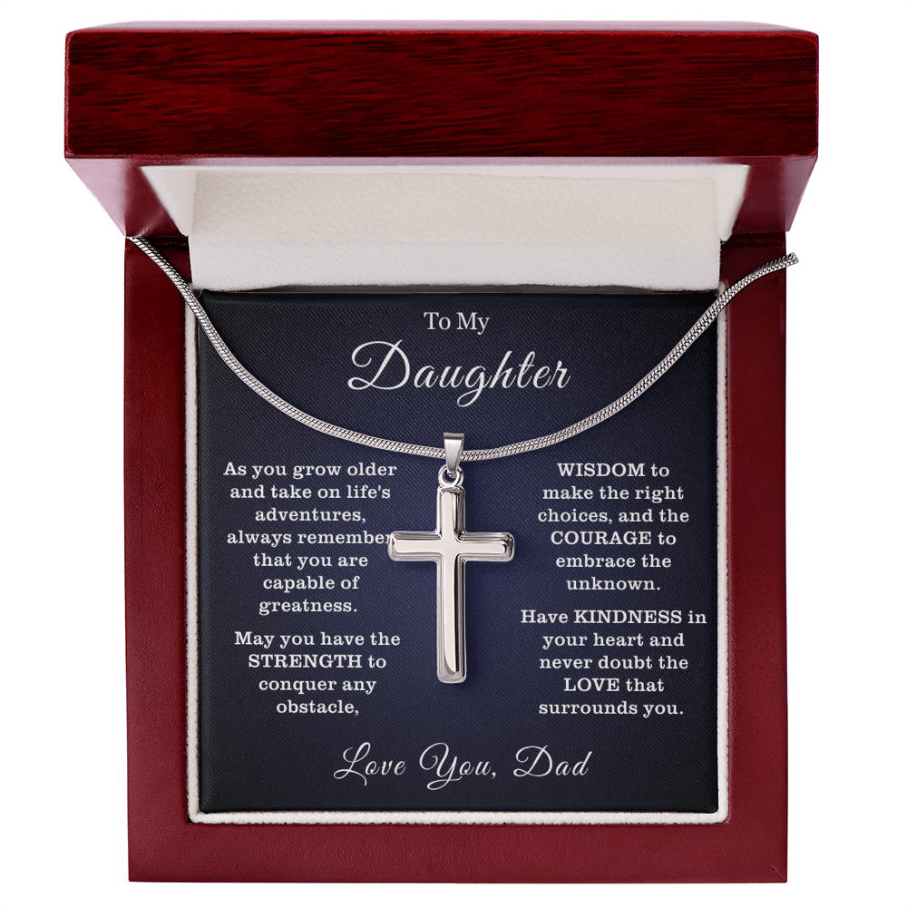 To My Daughter - Cross Necklace - You Are Capable of Greatness Message Card Gift