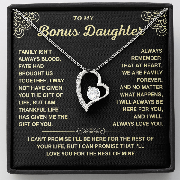 At Heart We Are Family Forever - Necklace Gift for Bonus Daughter