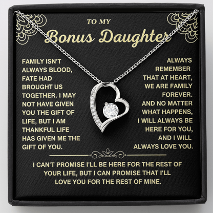 At Heart We Are Family Forever - Necklace Gift for Bonus Daughter