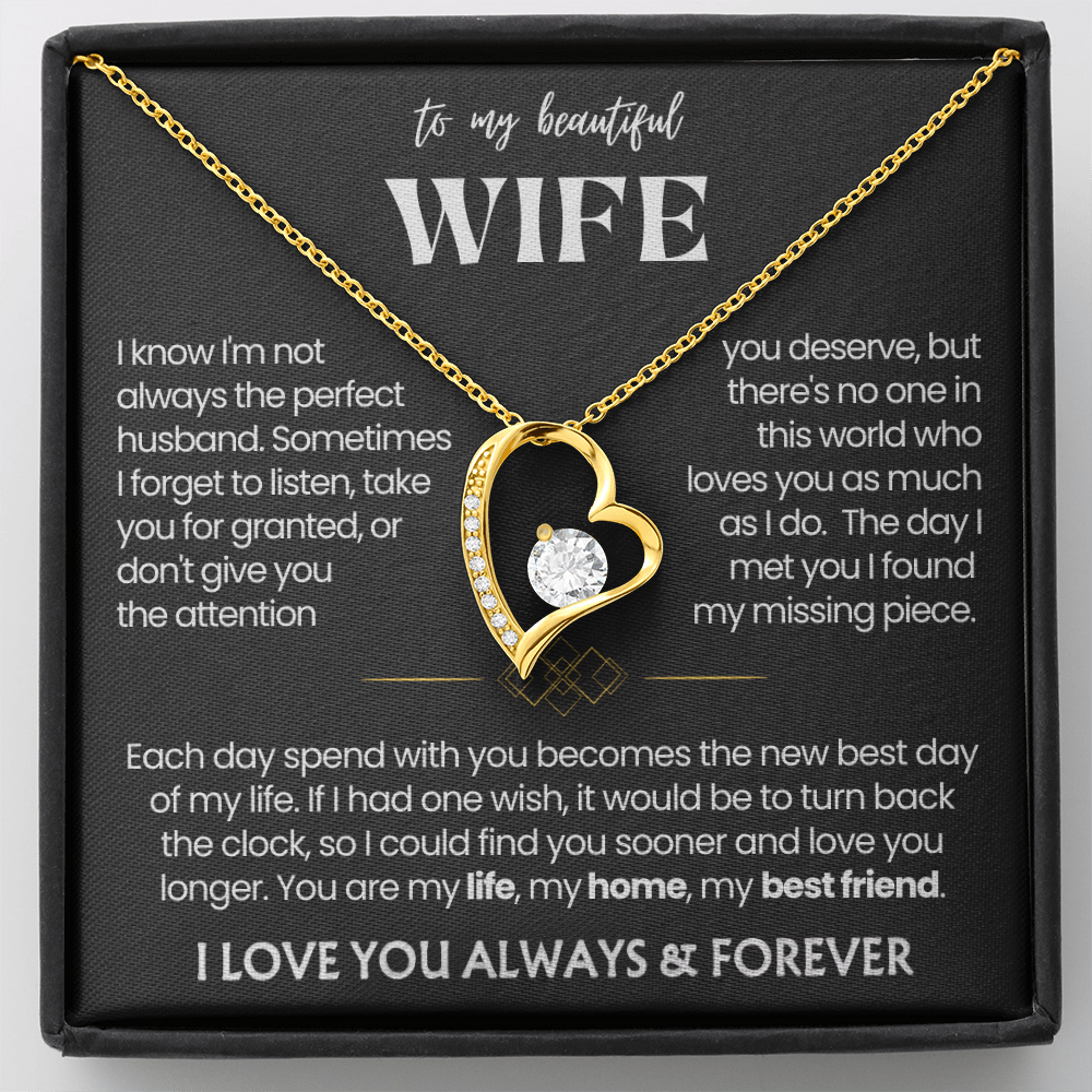 To My Wife - Love Heart Necklace - You Are My Life Message Card Gift from Husband