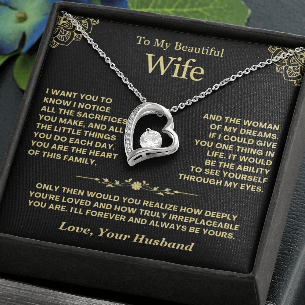 To My Wife - Love Heart Necklace - You Are Irreplaceable Valentine's Day Gift