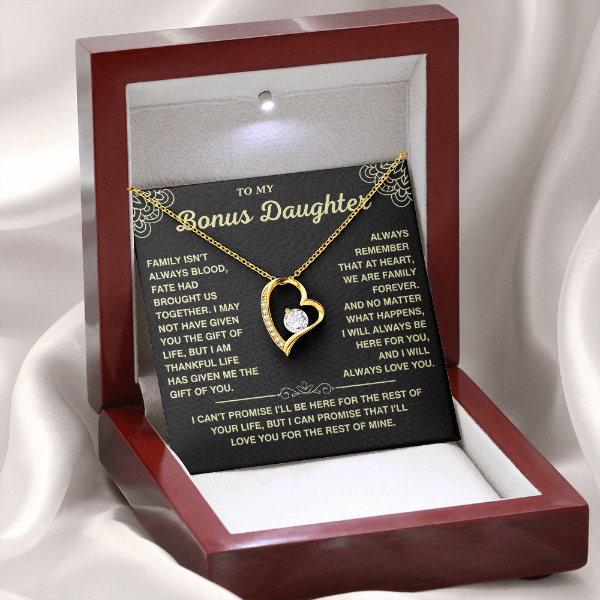 At Heart We Are Family Forever - Necklace Gift for Bonus Daughter