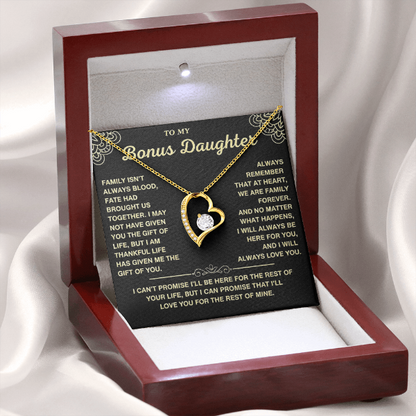 At Heart We Are Family Forever - Necklace Gift for Bonus Daughter