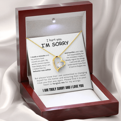 To My Love - Love Heart Necklace - I Am Sorry Message Card Gift