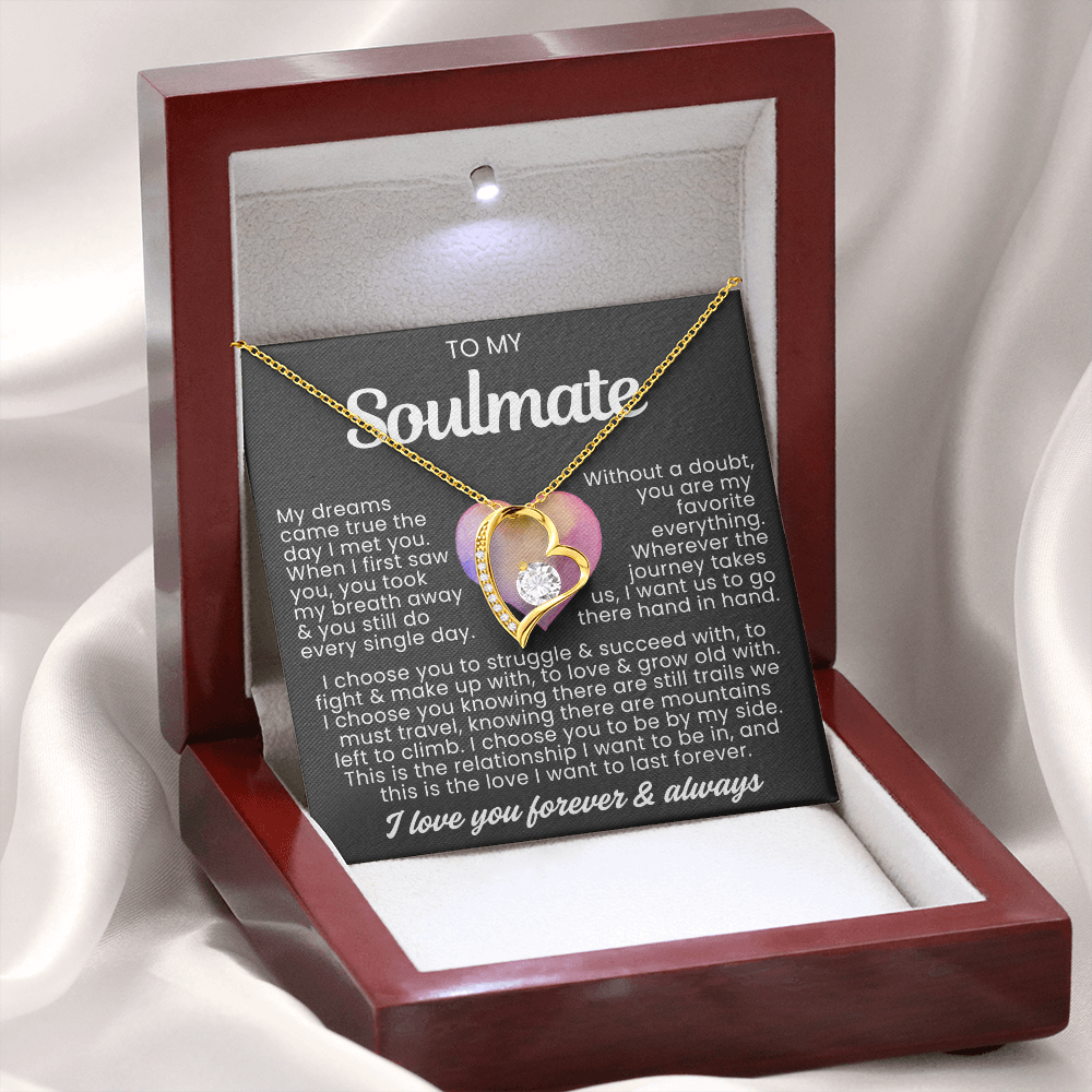 To My Soulmate - Love Heart Necklace - Love You Always Message Card Gift