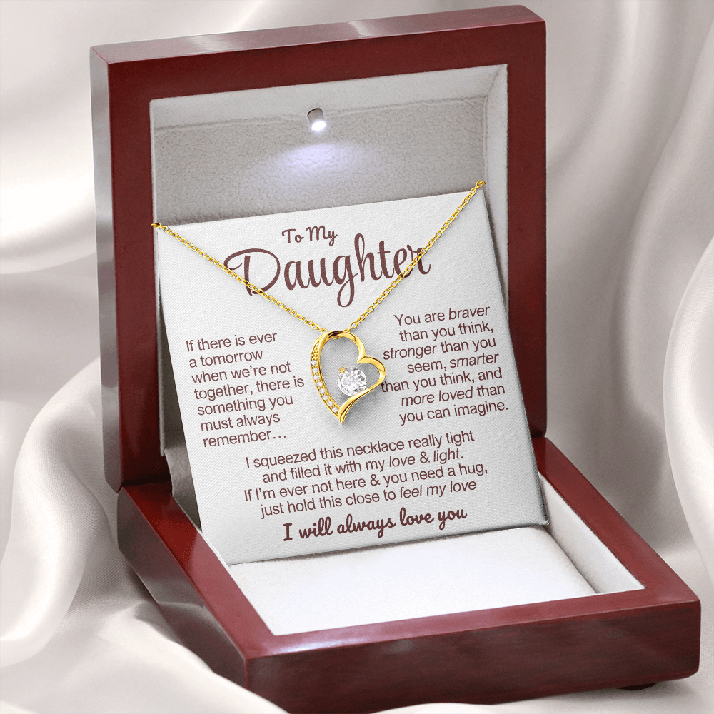 To My Daughter Necklace - Love Heart Necklace - Feel My Love Message Card Gift