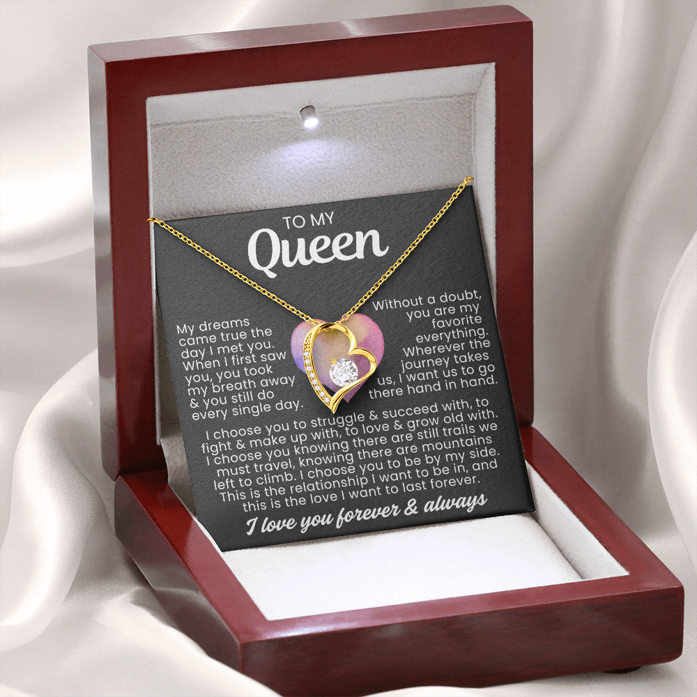 To My Queen Necklace - Love Heart Necklace - I Choose You Gift from Husband