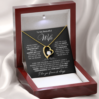 To My Wife - Love Heart Necklace - You Are the Greatest Gift from Husband