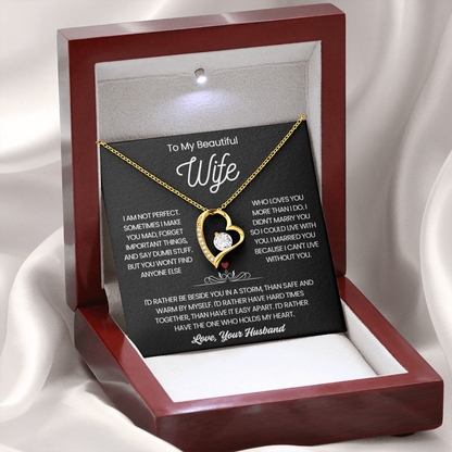 To My Wife Necklace - Love Heart Necklace - Rather Be Beside You Message Card Gift