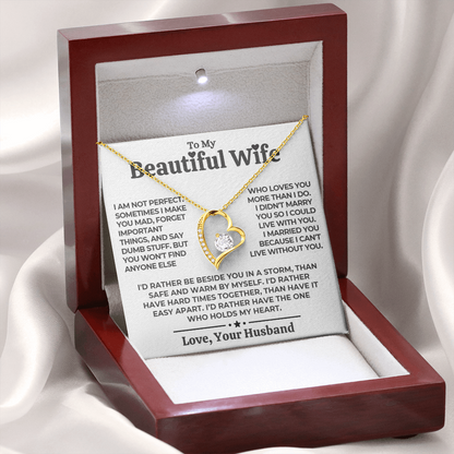To My Wife - Love Heart Necklace - Eternal Rose Gift Box from Husband
