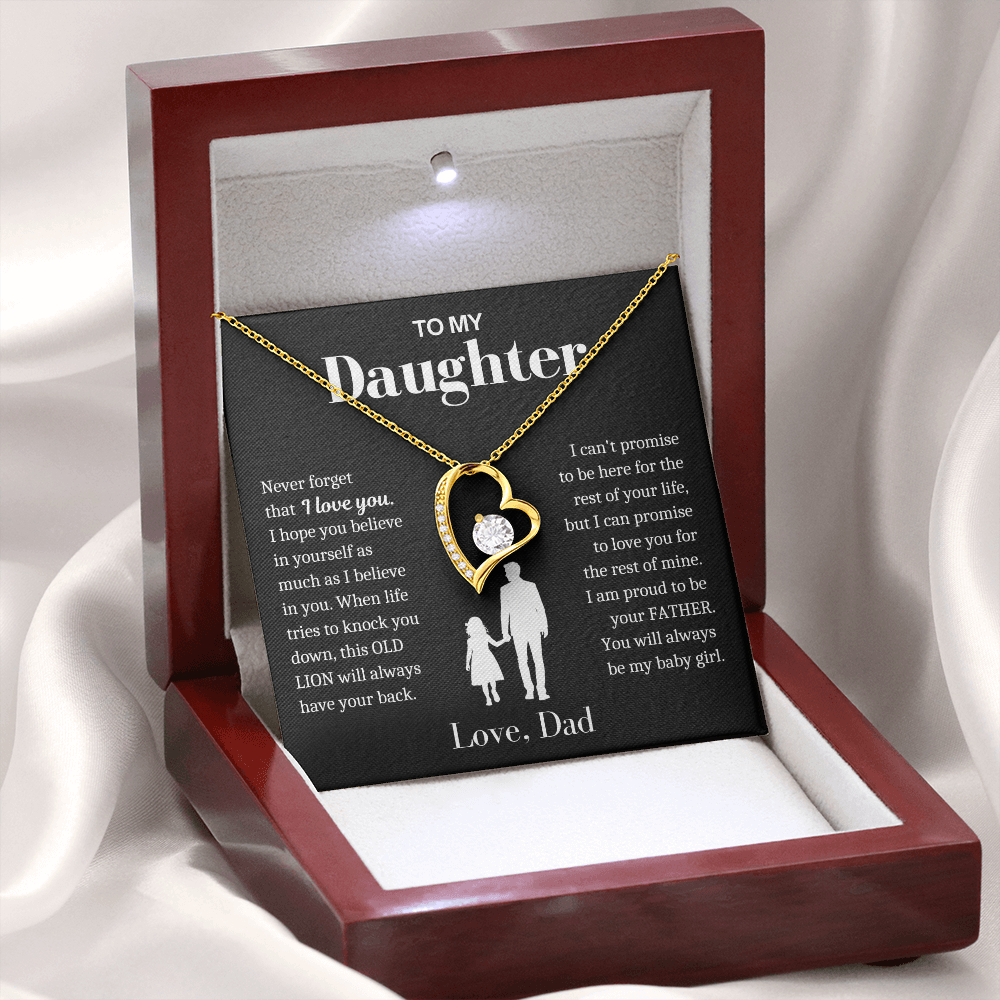 To My Daughter - Love Heart Necklace - Always My Baby Girl Gift from Dad
