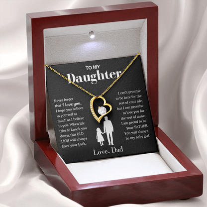 To My Daughter - Love Heart Necklace - Always My Baby Girl Gift from Dad