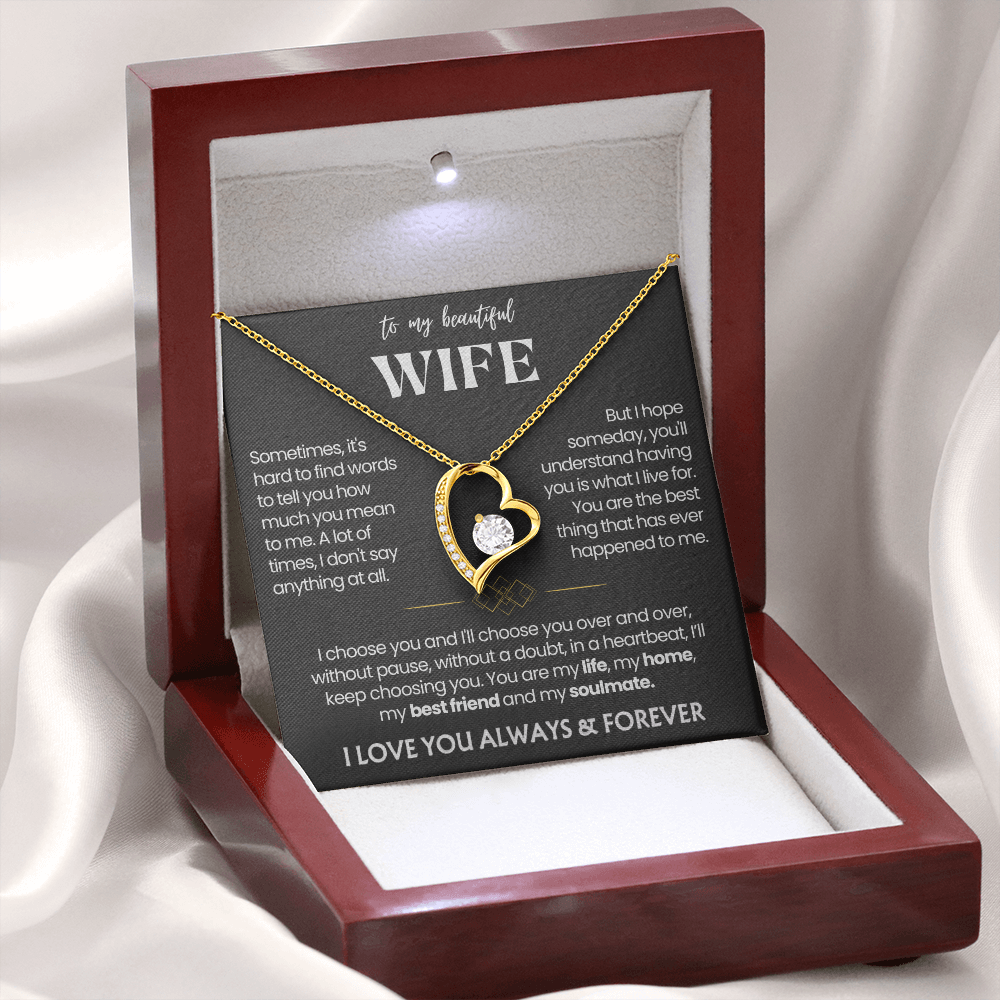 To My Wife - Love Heart Necklace - I Choose You Message Card Gift