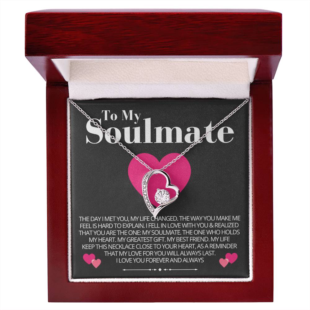 To My Soulmate - Love Heart Necklace - Love You Always Message Card Gift