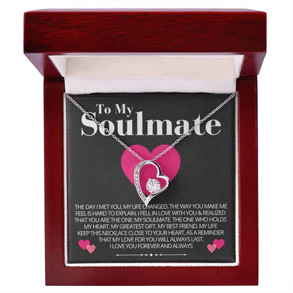 To My Soulmate - Love Heart Necklace - Love You Always Message Card Gift