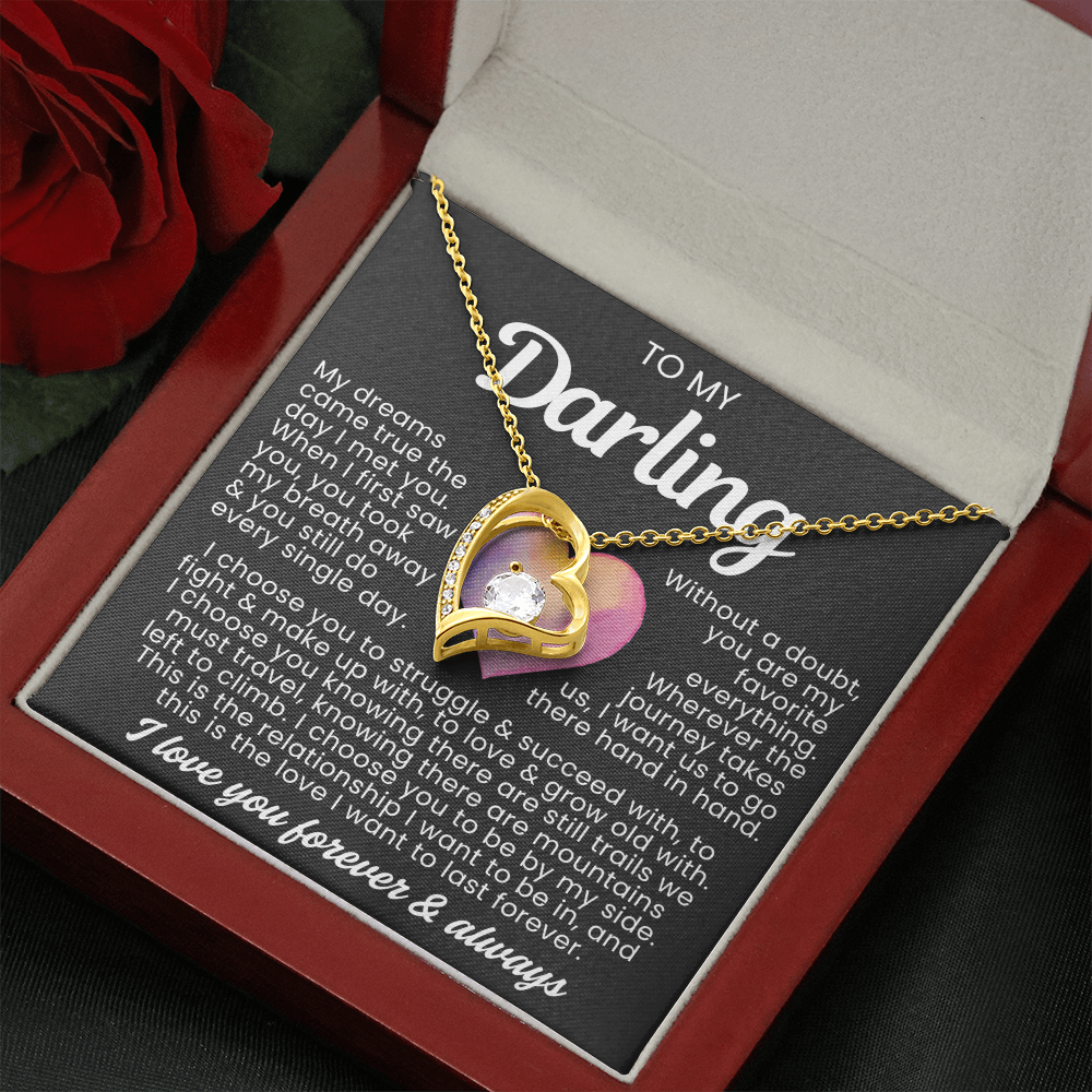 To My Darling Necklace - Love Heart Necklace - I Choose You Gift from Husband