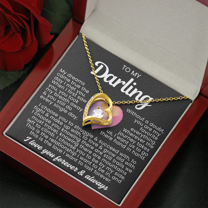 To My Darling Necklace - Love Heart Necklace - I Choose You Gift from Husband