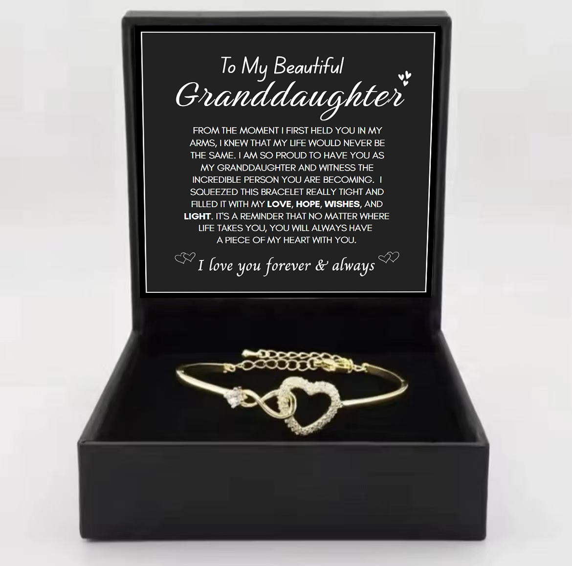 To My Granddaughter - Infinity Heart Bracelet - I Love You Forever & Always Gift