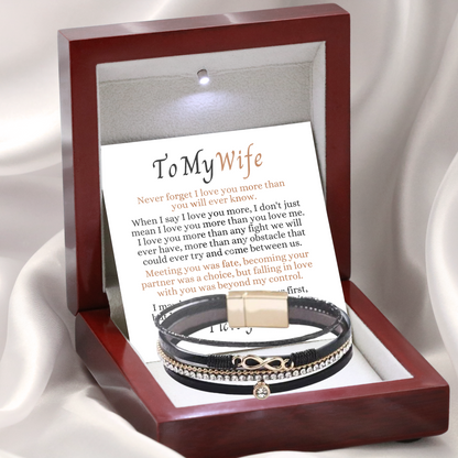 To My Wife - Layered Bracelet - I Love You More Message Card Gift